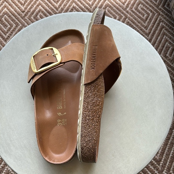 Birkenstock Madrid Big Buckle Sandals Cognac Oiled Leather size 39 (US 8-8.5) - Picture 3 of 10